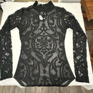 Love Culture Black Graphic Cut Out Bodysuit